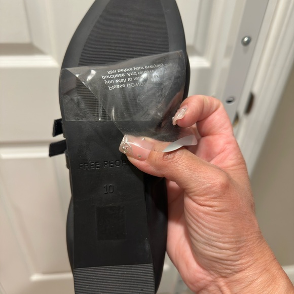 Free People Black Leather Buckle Flats - Gemini Ballet Flat - Picture 6 of 9